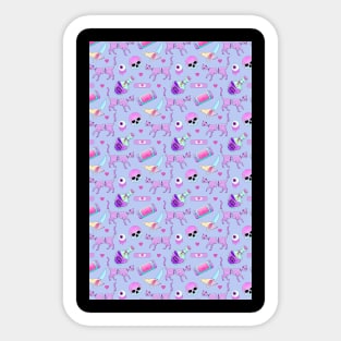 Pastel Goth Occult Pagan Pattern cat blue Sticker